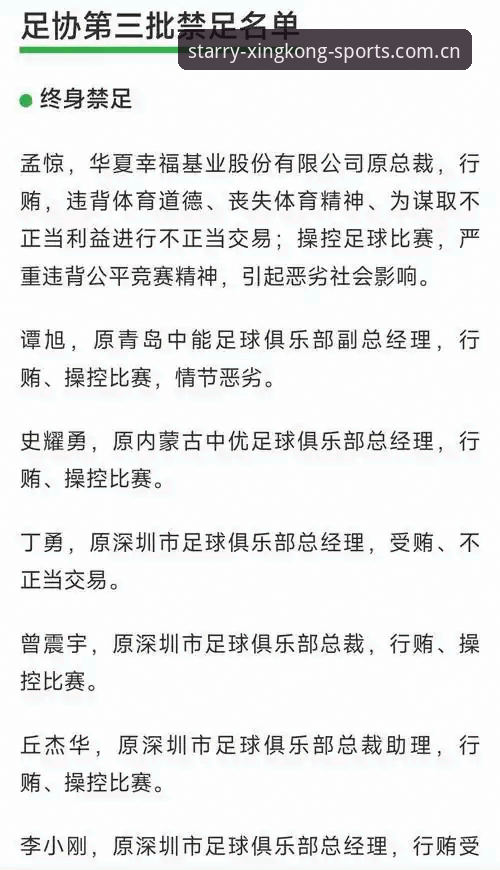 XINGKONG移动端 资深球迷分享:从足协第三批禁足名单看中国足球治理,XINGKONG移动端观赛体验有感